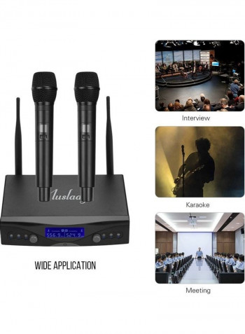 Wireless Microphone System With 2 Handheld Mics And Receiver