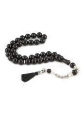 Onyx Prayer Beads with Sterling Silver components