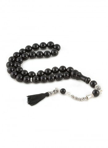 Onyx Prayer Beads with Sterling Silver components