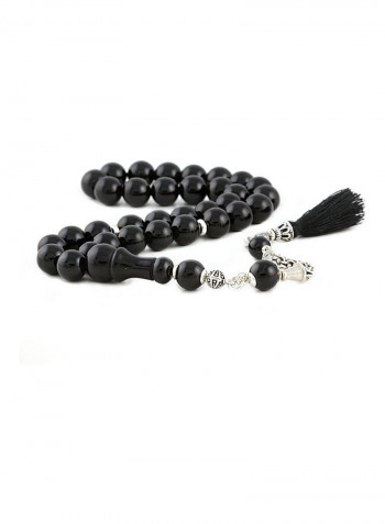Onyx Prayer Beads with Sterling Silver components