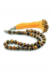 Tiger'S Eye Prayer Beads With Sterling Silver Components