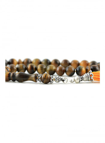 Tiger'S Eye Prayer Beads With Sterling Silver Components