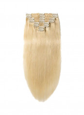8-Piece Double Thick Weft Human Hair Extension 613 Bleach Blonde 10inch