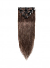 8-Piece Medium Straight Remy Human Hair Extension Medium Brown