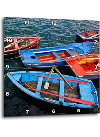 Fishing Boats At The Harbour Themed Wall Clock Multicolour