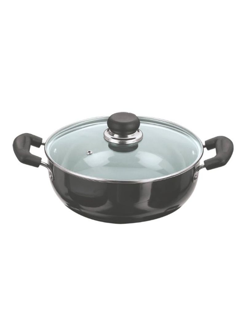 Hard Anodized Deep Pan With Glass Lid Black/Clear 30cm