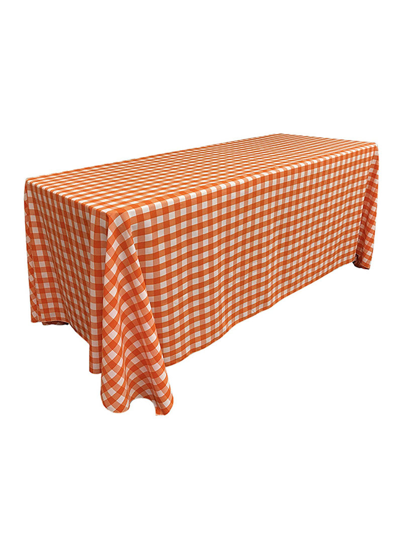 Poly Checkered Rectangular Tablecloth Orange/White 132 x 90 x 0.1inch