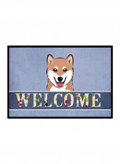 Shiba Inu Welcome Indoor/Outdoor Mat Multicolour 14 x 19inch