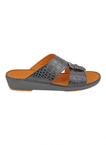 Croc Effect Sandals Black