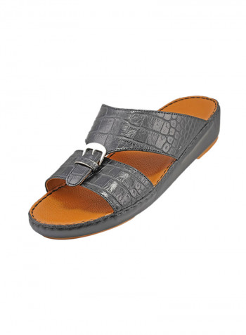 Croc Effect Sandals Black