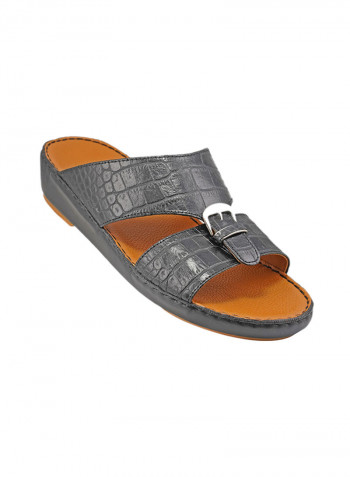 Croc Effect Sandals Black