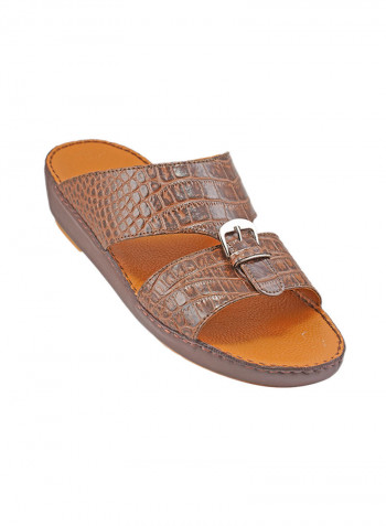 Croc Effect Sandals Brown