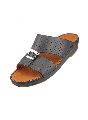 Perforated Strap Sandals Black