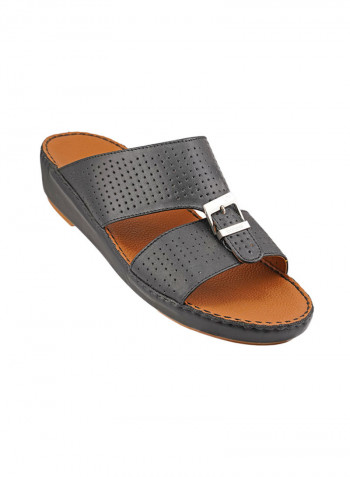 Perforated Strap Sandals Black