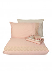 6-Piece Tuğsen Ecolarge Duvet Cover Set Cotton Powder Double