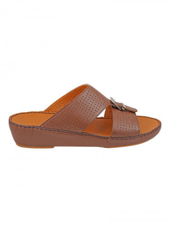 Perforated Strap Sandals Brown