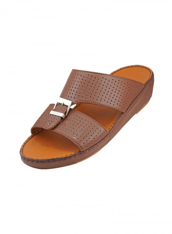Perforated Strap Sandals Brown