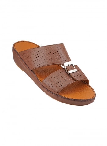 Perforated Strap Sandals Brown