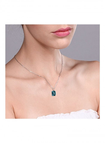 925 Sterling Silver 2.30 Ct Topaz Studded Pendant Necklace