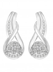 925 Sterling Silver Cubic Zirconia Studded Dangle Earrings
