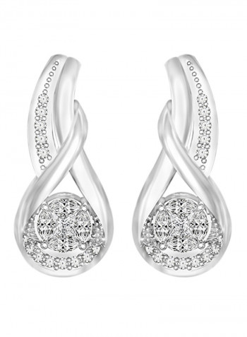 925 Sterling Silver Cubic Zirconia Studded Dangle Earrings