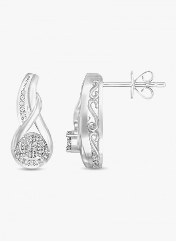 925 Sterling Silver Cubic Zirconia Studded Dangle Earrings