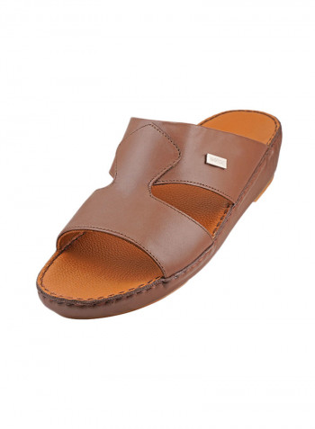 Logo Embellished Sandals Brown
