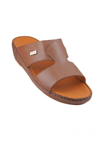 Logo Embellished Sandals Brown