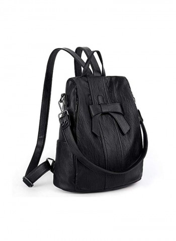 Pu Washed Leather Backpack Black