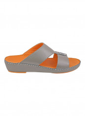 Stitch Detail Buckle Embellished Sandals Grey