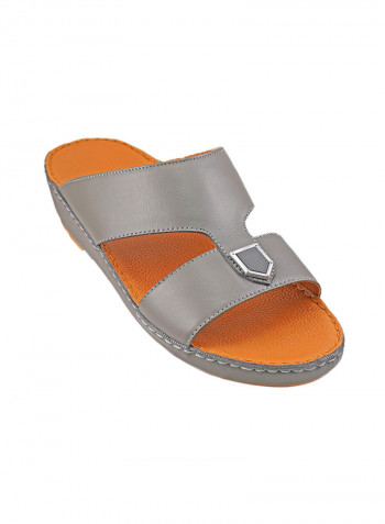 Stitch Detail Buckle Embellished Sandals Grey
