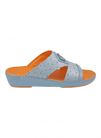 Textured Buckle Embellished Sandals Ocean Blue