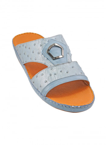 Textured Buckle Embellished Sandals Ocean Blue