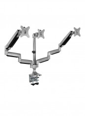 Dual Arm Fully Adjustable Desk Mount Silver/Black