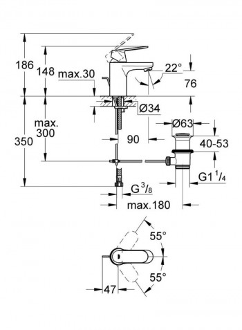 Eurosmart Cosmopolitan Ohm Basin Faucet Chrome 35x30x20millimeter