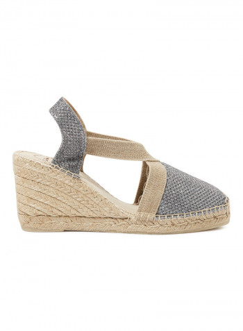Triton Shimmery Espadrile Wedges Grey