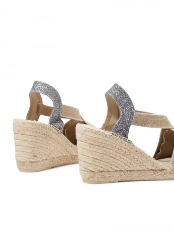 Triton Shimmery Espadrile Wedges Grey