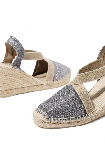 Triton Shimmery Espadrile Wedges Grey