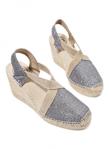 Triton Shimmery Espadrile Wedges Grey