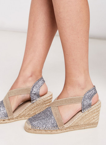 Triton Shimmery Espadrile Wedges Grey