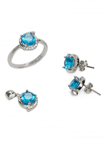 925 Sterling Silver Drop Mystique Topaz Stone Studded Jewellery Set