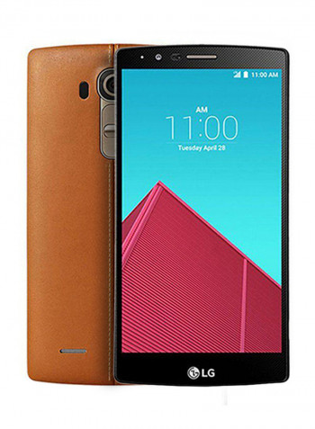 هاتف G4 H818 ثنائي الشريحة بذاكرة داخلية سعة 32 جيجابايت ويدعم تقنية 4G LTE بتصميم مزود بظهر من الجلد، لون بني