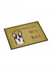 Tricolor Corgi Spoiled Dog Lives Here Indoor/Outdoor Mat Multicolour 11 x 11inch