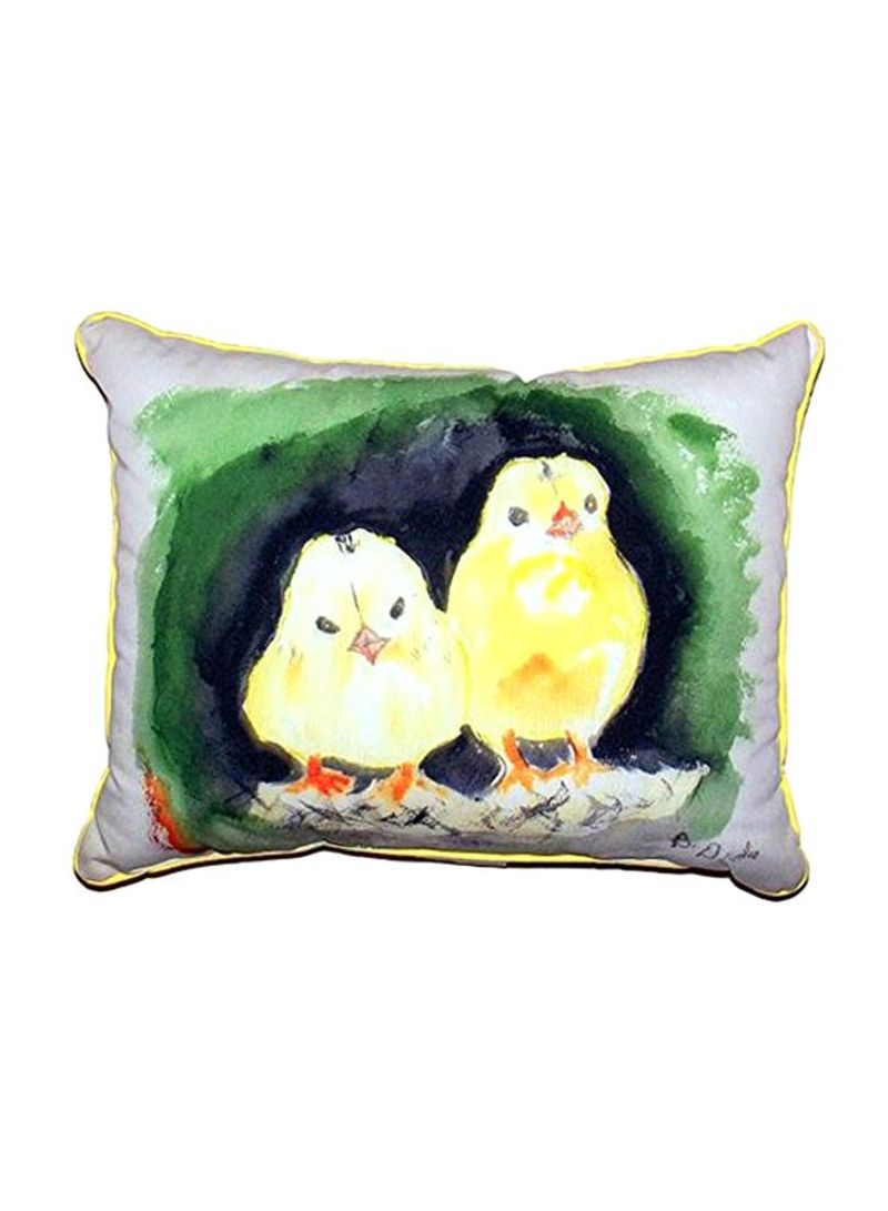 Chicks Printed Corded Pillow Fabric Yellow/Black/Green 20x24inch