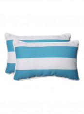 2-Piece Cabana Stripe Throw Pillow Set White/Blue 18.5x11.5x5inch