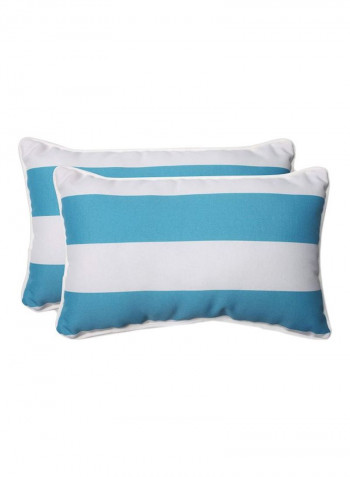 2-Piece Cabana Stripe Throw Pillow Set White/Blue 18.5x11.5x5inch