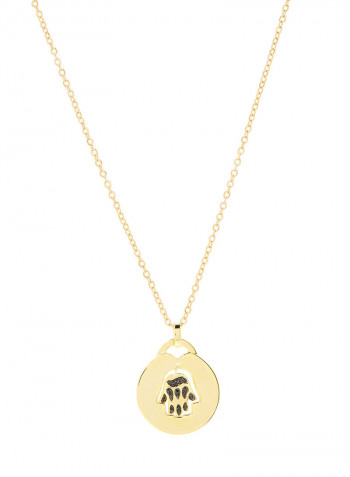 18 Karat Gold Plated Hamsa Pendant Necklace