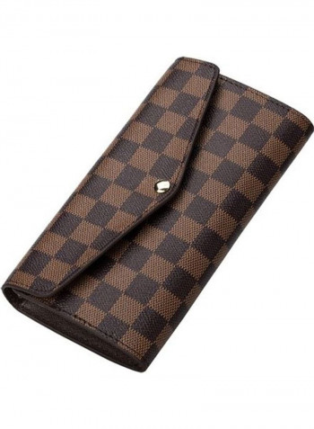Checkered Wallet Brown
