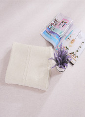 Rhombus Knitted Warm Couch Throw Blanket Cotton White 180x200centimeter