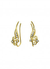 14 Karat Gold Plated 925 Sterling Silver Cubic Zirconia Studded Ear Cuff